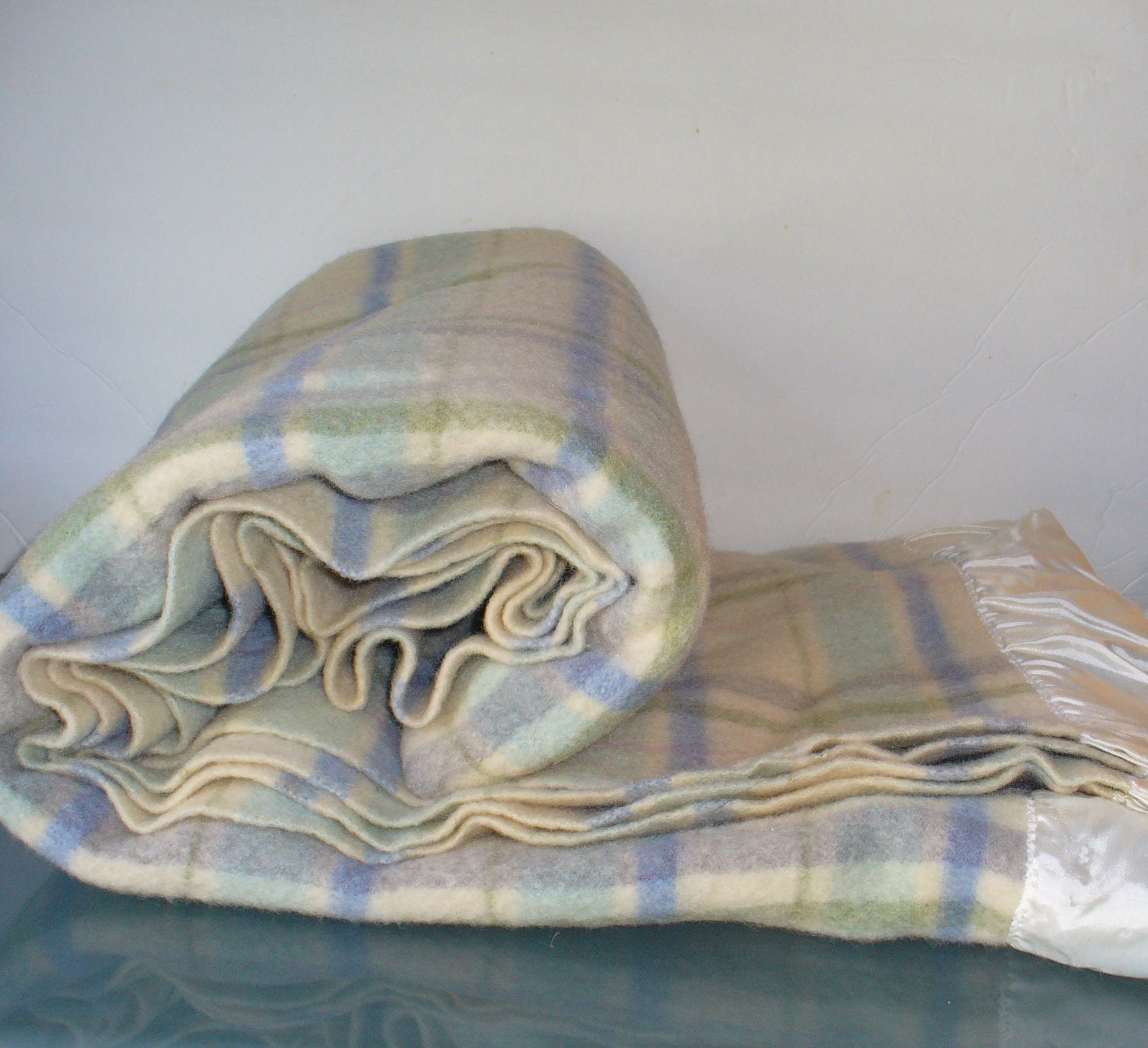 Vintage St. Mary's Plaid Wool Blanket