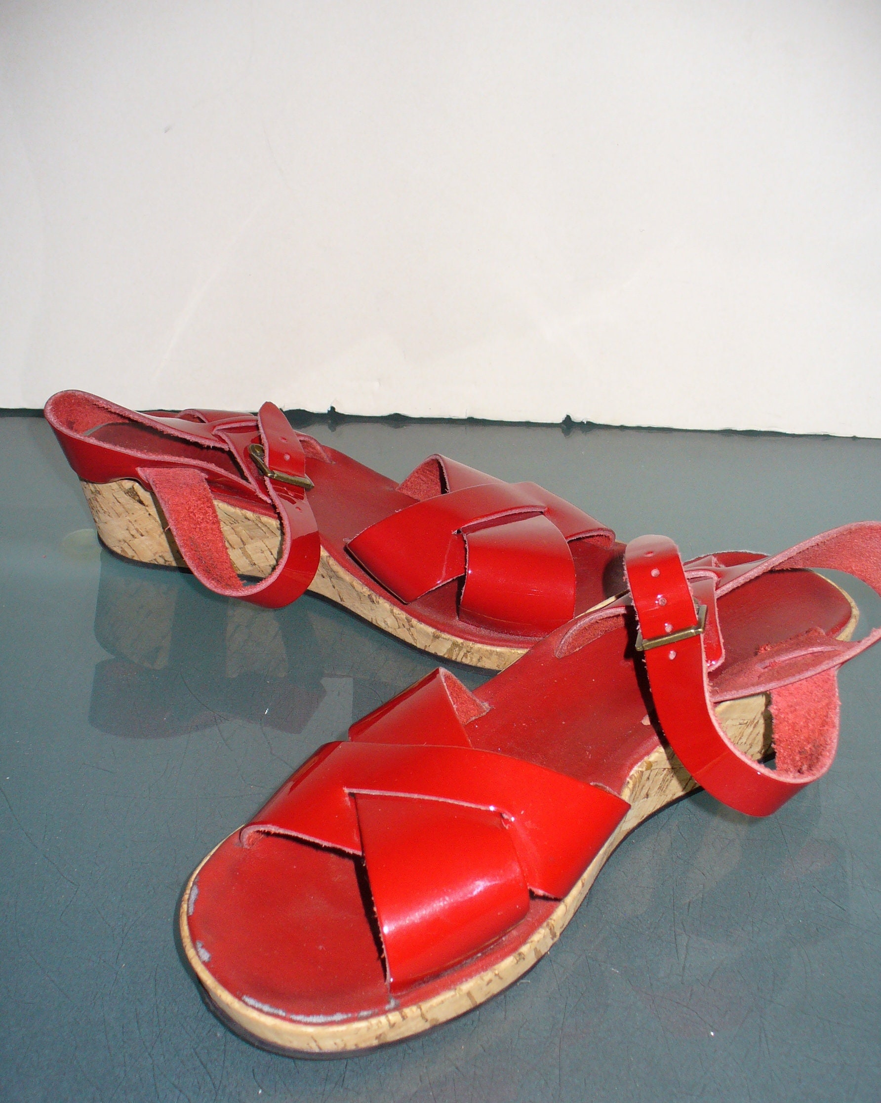KorkEase Red Patent Leather Sandals Size 7 US