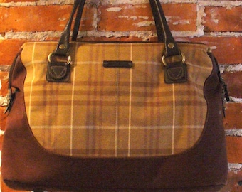 Eddie Bauer Khaki Plaid Duffel Bag