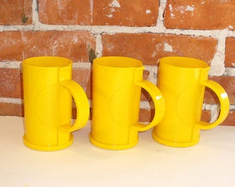 Vintage Dansk Gunnar Cyren Lemon Yellow Tankards (3)