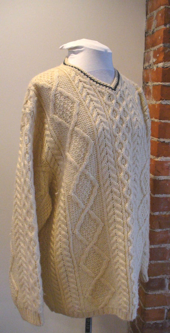 Edward Bryan Made in England Aran Knit Cable Sweater Size XL - Etsy