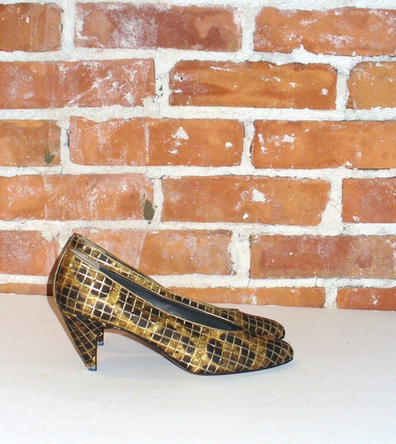 Vintage Sesto Meucci Gold Metallic Leather Pumps … - image 1