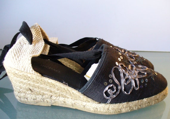 Vintage Wedge Heeled Espadrilles Size 41EU Made i… - image 2