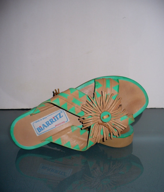 Vintage Biarritz Leather Slide Sandals Made in Spa