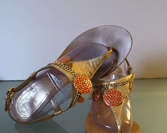 Coach Coin Wedge Heel  Sandals Size 7.5M