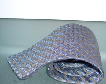 Faconnable Made in France Silk Tie Powder Blue & Taupe