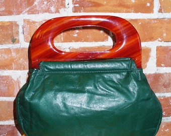 Vintage Tadora Leather & Lucite Tote Bag