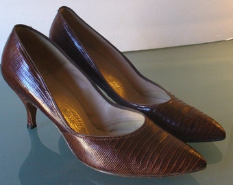 Vintage Kerrybrooke Featherlite Fashions Genuine Lizard Skin Stiletto Heels
