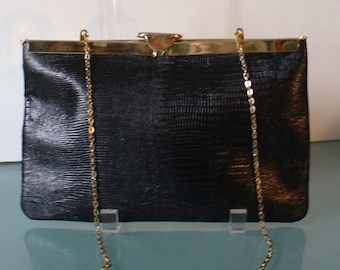 Vintage Etra Lizard Embossed Leather Folding Clutch Bag