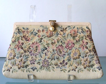 Vintage Tapestry Clutch Bag By Harry Levine HL