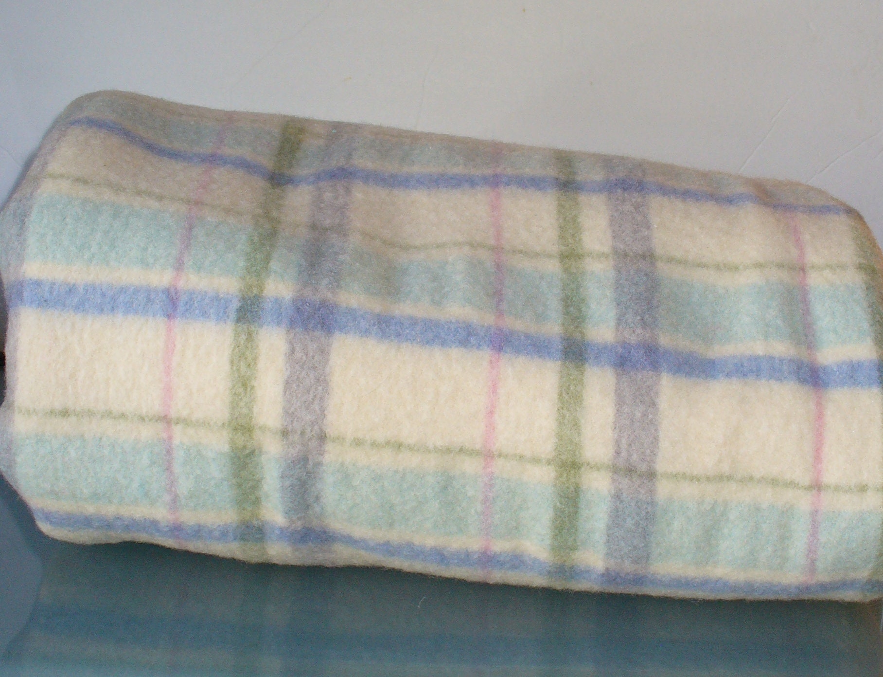 Vintage St. Mary's Plaid Wool Blanket