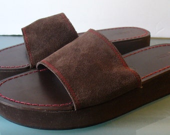 J Crew Suede And Leather Slide Sandals 8M Made in Spain
