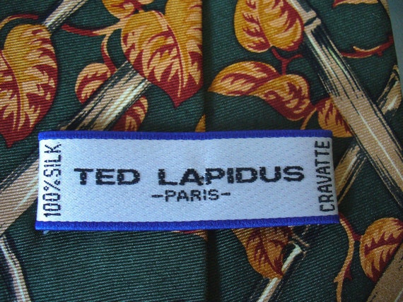 Vintage Ted Lapidus Paris Bamboo Pattern Green Si… - image 4