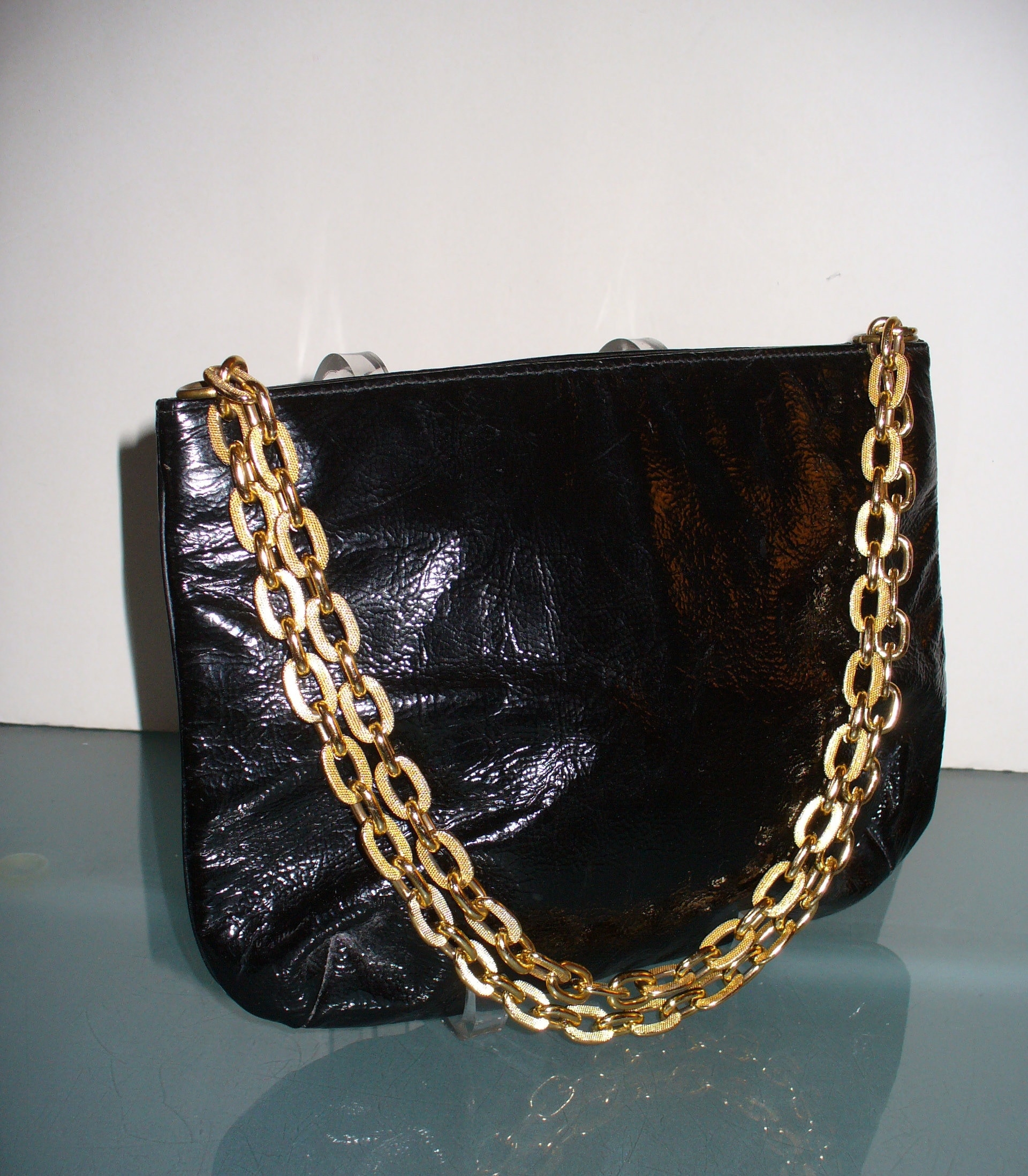 Vintage Patent Leather Triangle New York Gatemouth Bag