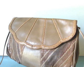 Vintage Varon Leather & Snakeskin Shoulder Bag