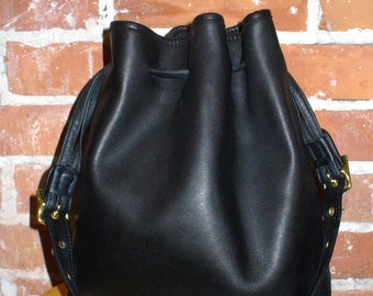 Vintage Coach Legacy  Black Drawstring Bucket Purse