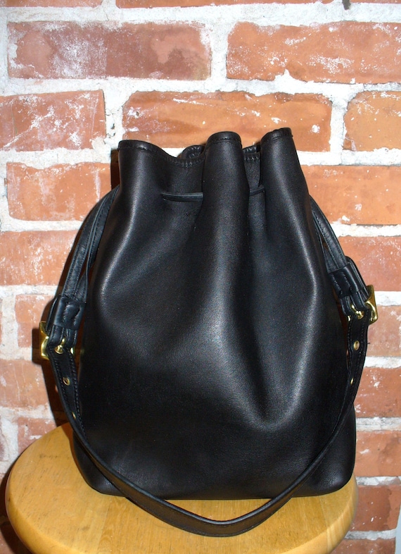 Vintage Coach Legacy  Black Drawstring Bucket Purs