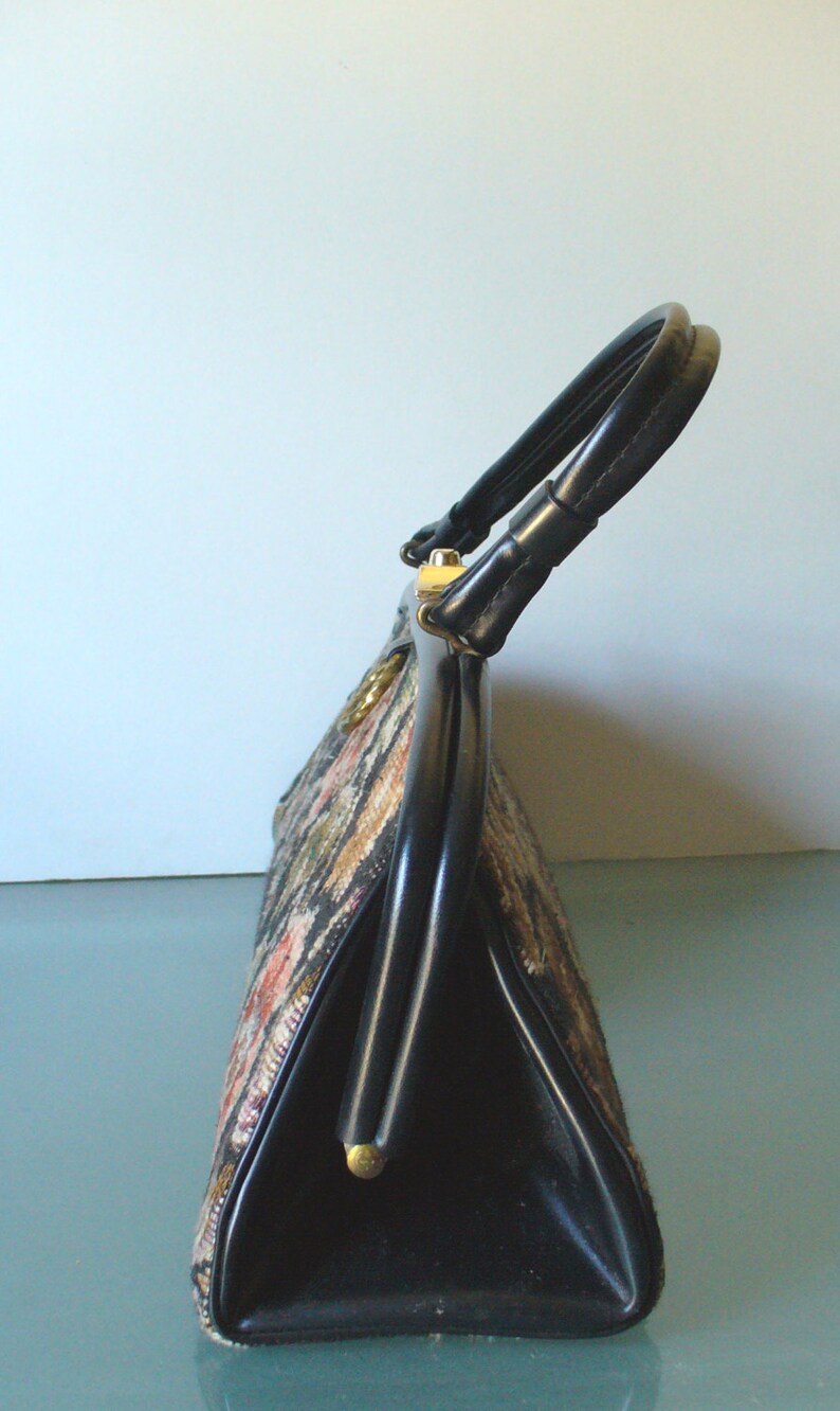 Vintage Needlepoint Baguette Style Handbag Etsy