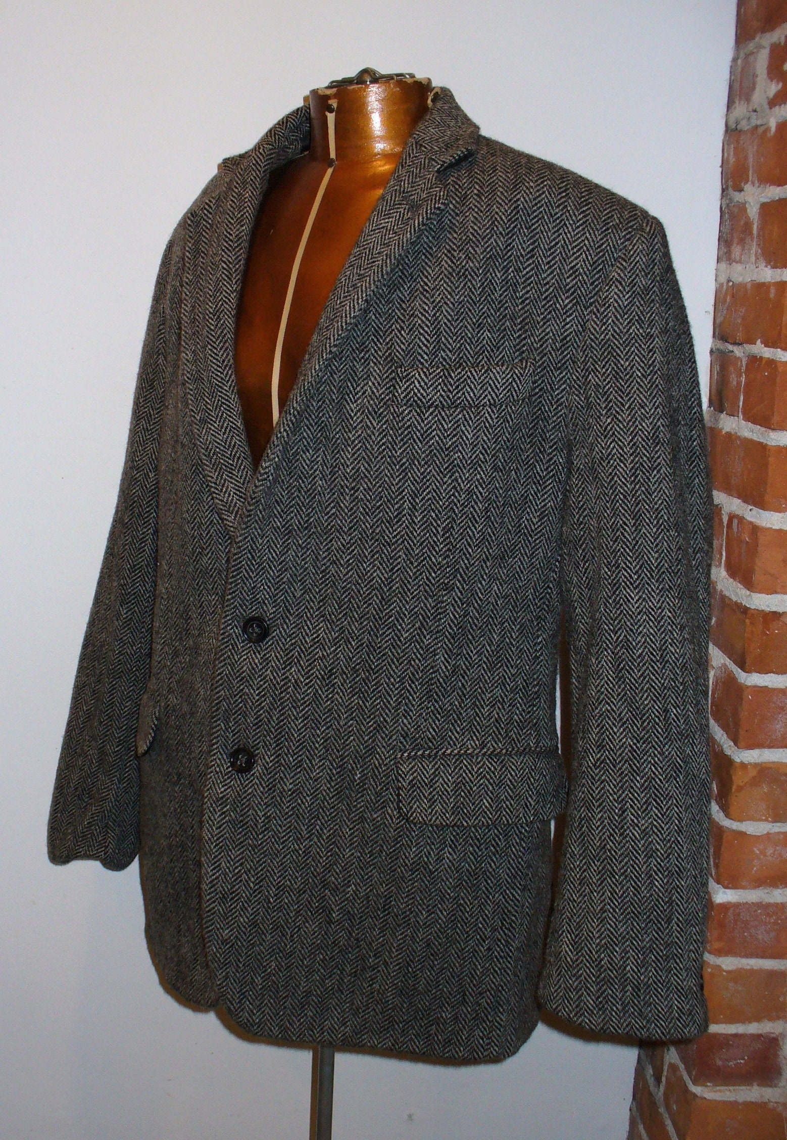 Vintage Harris Tweed Herringbone Jacket 44 R - Etsy