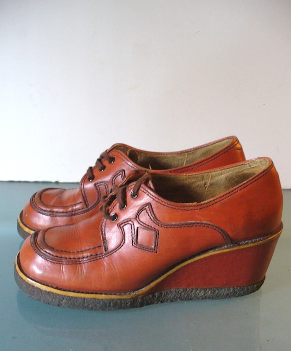 Vintage Fred Braun Wedged Heel Woman s Oxfords Etsy
