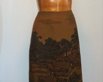 Vintage Talbots Brown Wool Challis Skirt Size 14