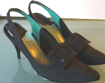 Vintage Dream Step Originals Dressy Slingback Satin Shoes Size 6 US