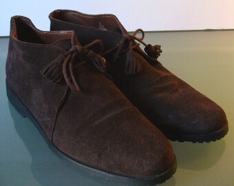 Vintage Chocolate Brown Suede Talbots Made in Spain Desert Boots Size 6B
