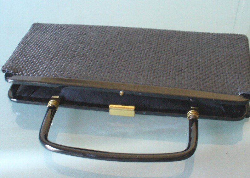 Vintage Long Black Woven Straw Clutch Bag Etsy