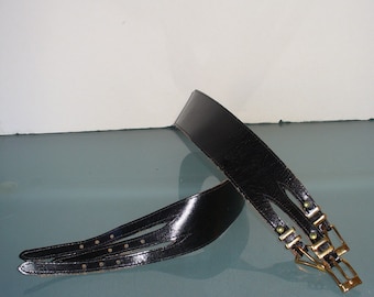 Vintage Black Leather Corset Belt