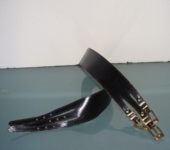 Vintage Black Leather Corset Belt