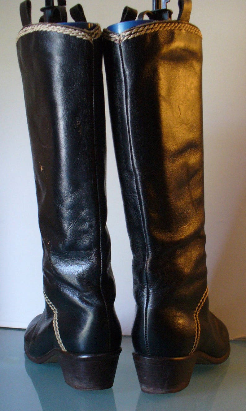 Vintage Bootlegger Black Leather Boho Campus Boots Size 7M | Etsy