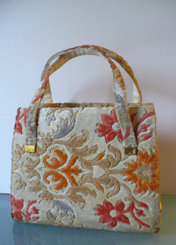 Vintage JR Chenille Carpet Bag