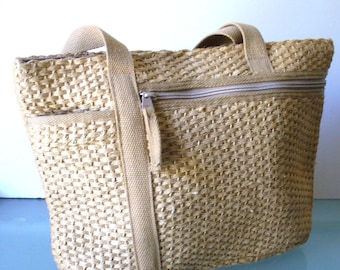 Vintage Woven Hemp Tote Bag