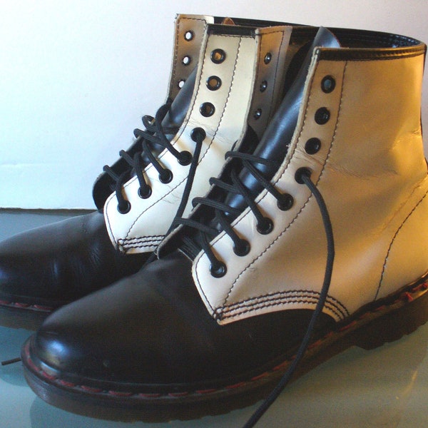 Vintage Black & White Dr Martens Boots Size 8 Made in England