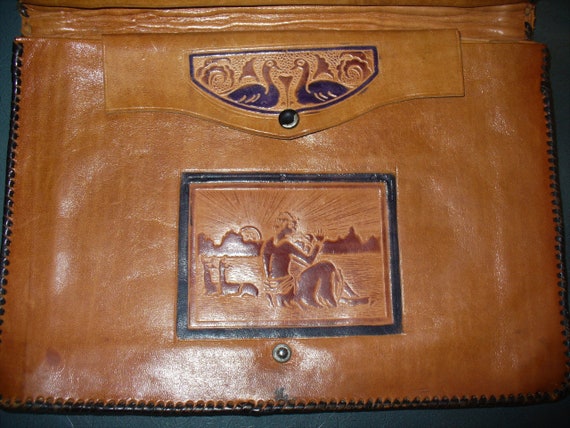 Vintage Tooled Moroccan Leather Clutch Bag - image 5