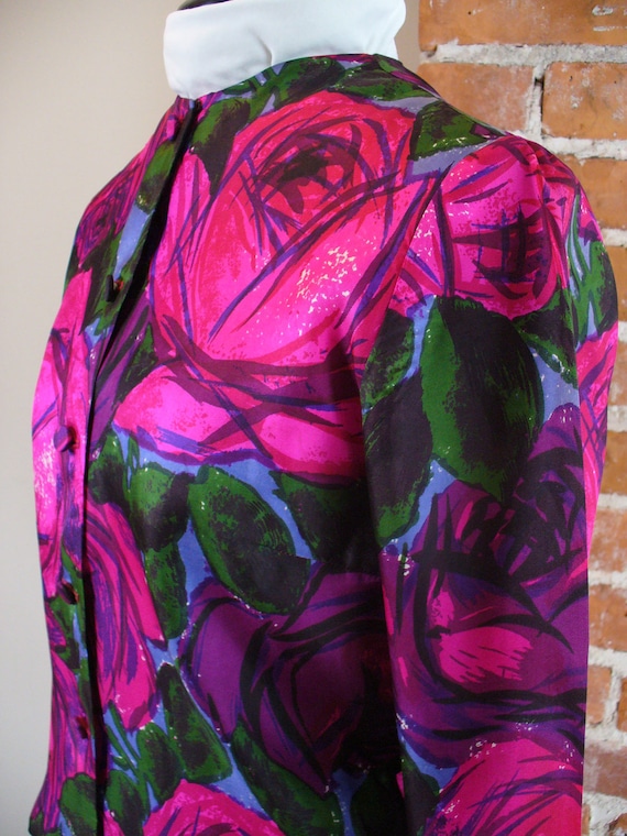 Vintage Aladdin Abstract Rose Print Blouse