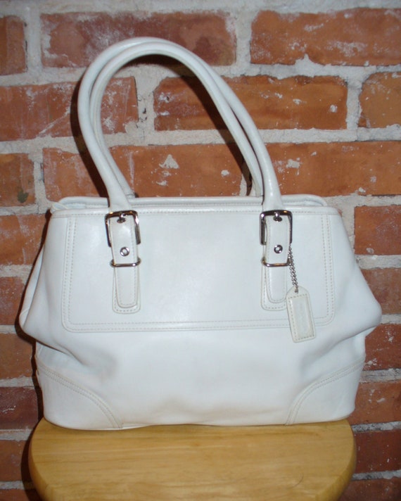 Coach Hampton White Leather Tote Bag