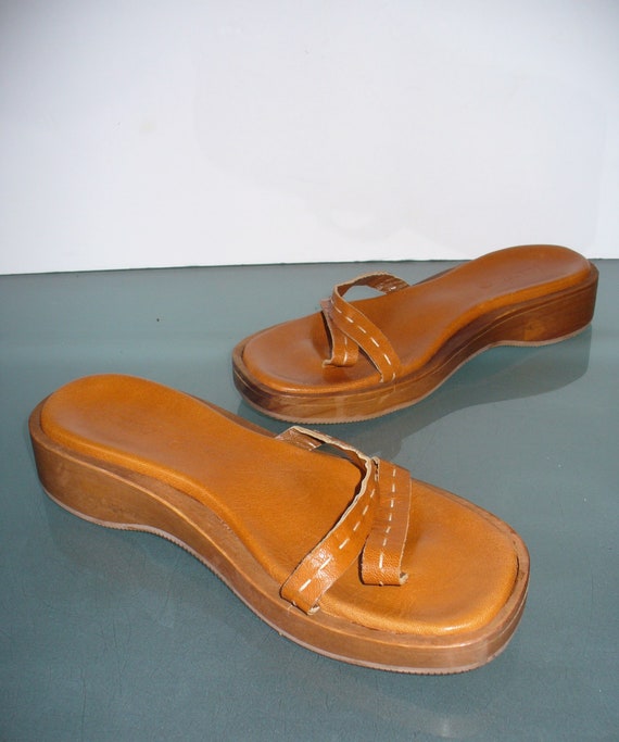 J. Crew Wood And Leather Slide Sandals Size 9 - image 3