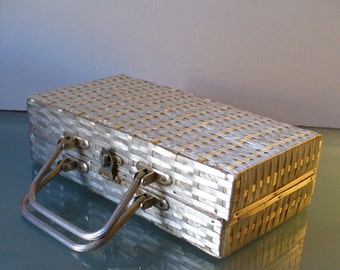 Vintage Gary Gail Silver Finish Wicker Purse