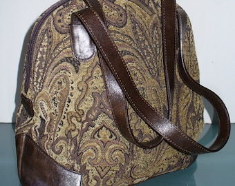 Vintage Mussio DeGroot Tapestry Fabric And Leather Purse