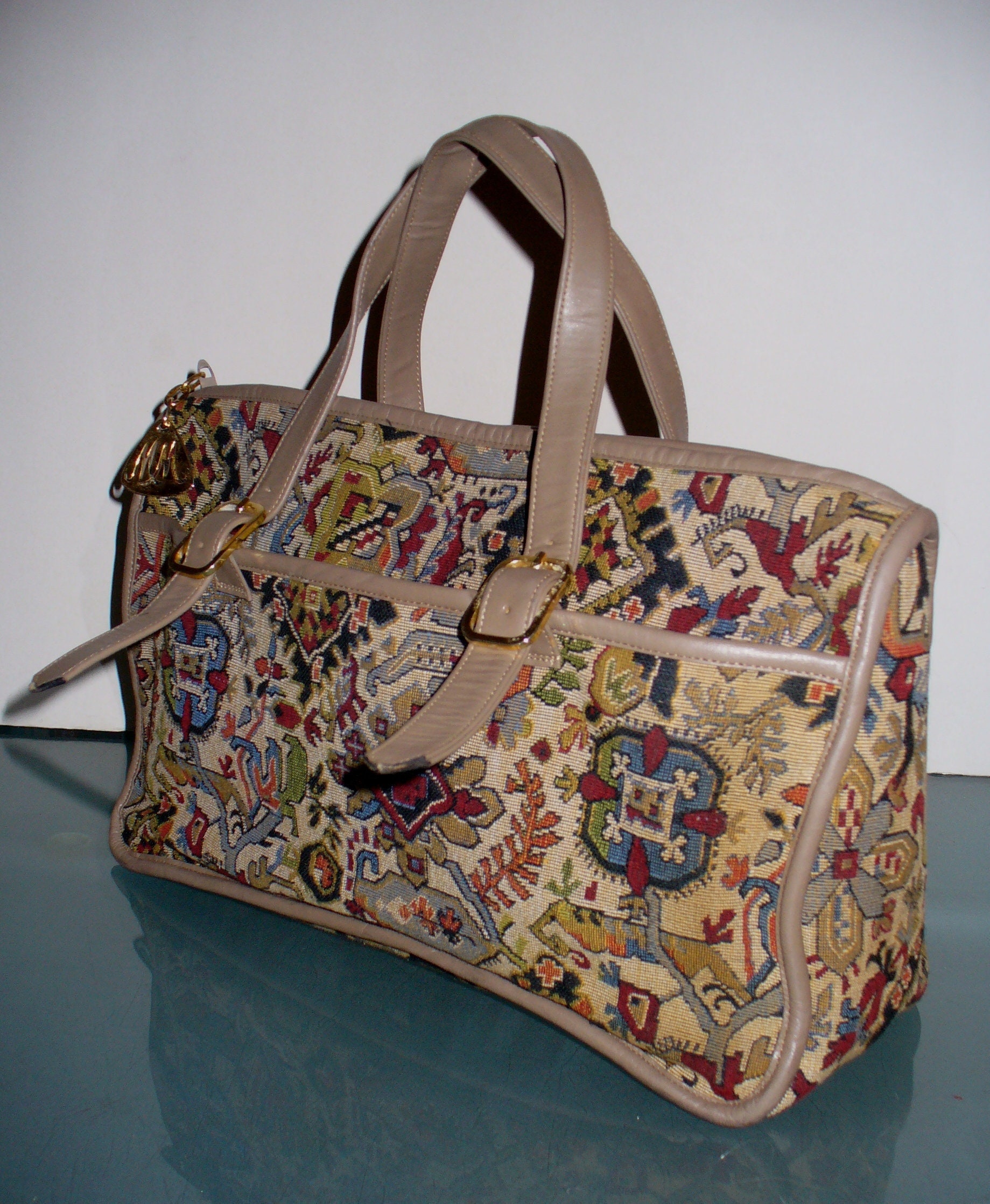 Vintage Purse Handbag MM Regency Morris Moskowitz Paisley Tapestry Org  Mirror