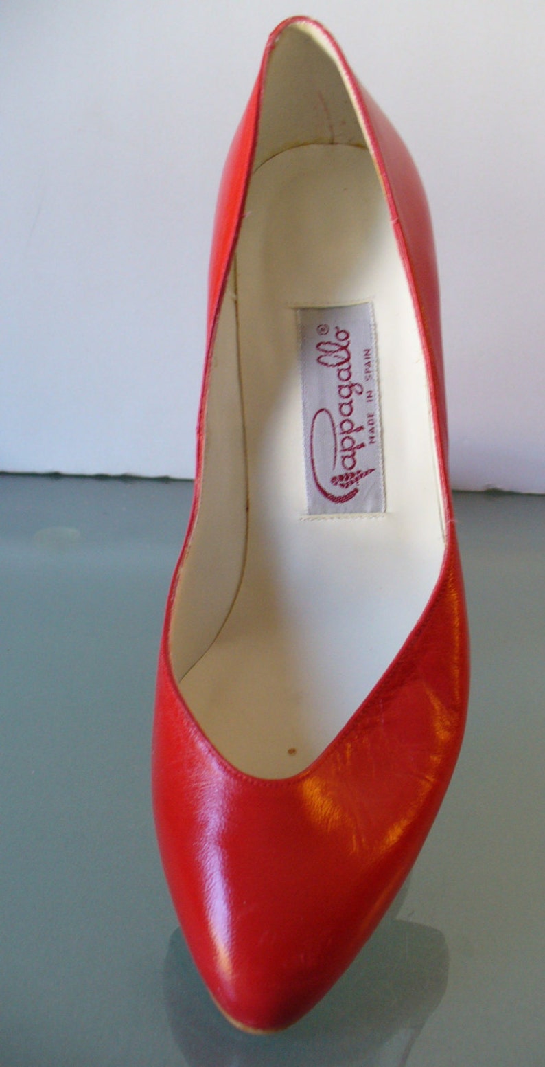 Vintage Pappagallo Red Leather Pumps Made in Spain Size 6.5 M Etsy