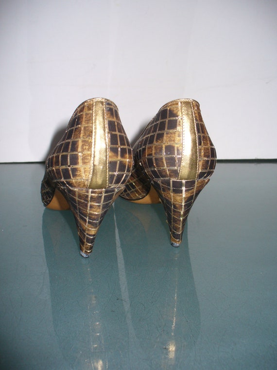 Vintage Sesto Meucci Gold Metallic Leather Pumps … - image 2