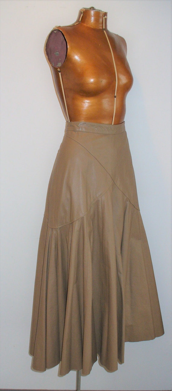 Vintage Comint Argentina Taupe Leather Skirt