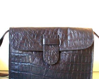 Vintage Faux Alligator Navy Bag