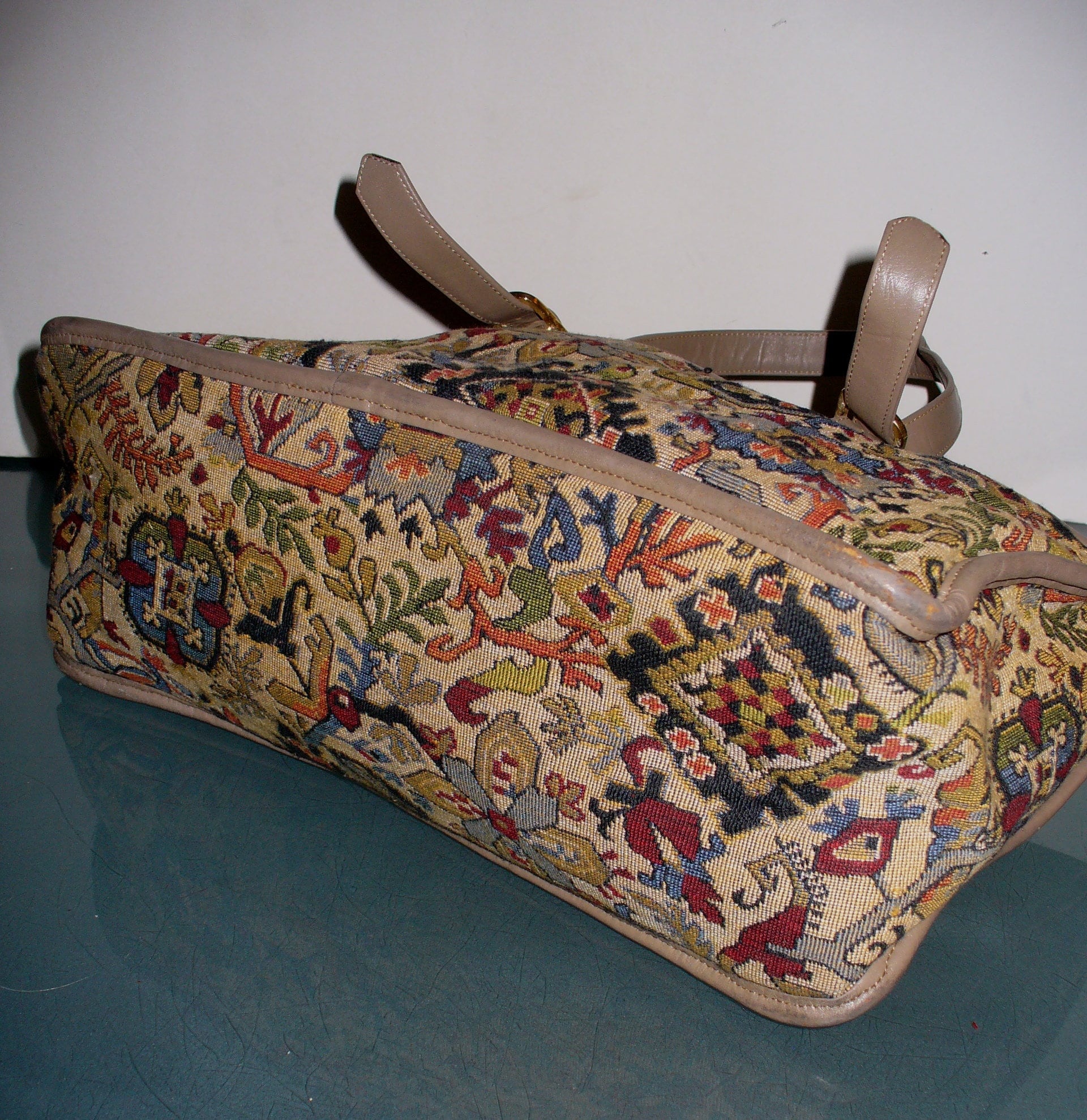 1950's Morris Moskowitz MM Handbag Cut Velvet Tapestry 