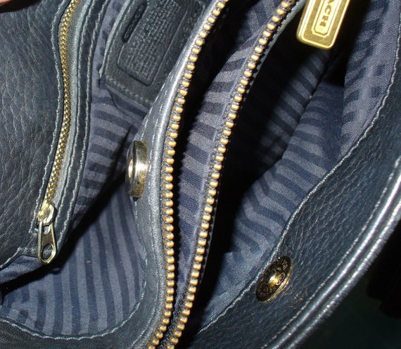 Vintage Coach Navy Blue Pebbled Leather Sonoma Sh… - image 3