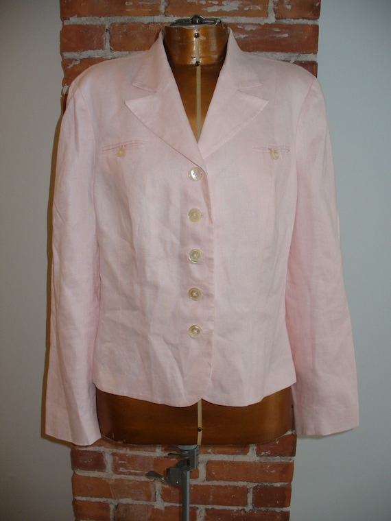 Ralph Lauren Pink Linen Ladies Jacket Size 12