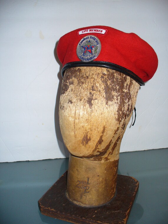 Vintage Red Wool Beret Size 7.5