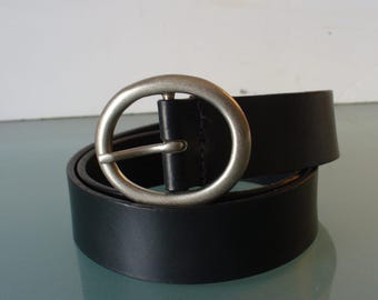 Vintage L.L. Bean Made in England Black Leather Belt Size 28
